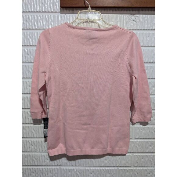 Christine Alexander Pink VNeck Fine Gauge Sweater Authentic Swarovski Crystals S - Picture 4 of 7